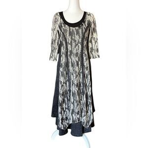 Picadilly Fashion Gothic Witchy Midi Dress Black White Layered Womens Size XS